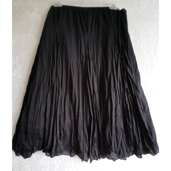 Zac & Rachel Dresses & Skirts - Womens Sz XL Kick Pleat Crinkle Swing Lightweight Flowy Party Dance Skirt Black